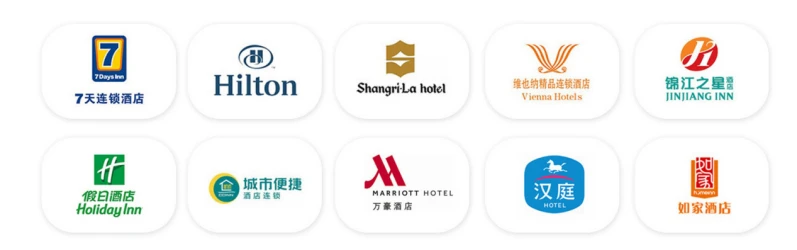 Hospitality cooperation brand panel supplied by Funihe, including hotel and accommodation brands