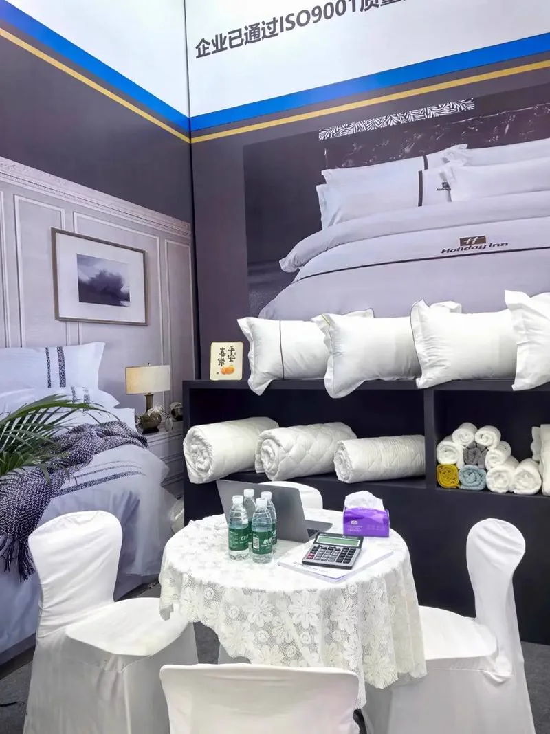 Funihe team and hospitality textile buyers at exhibition 1