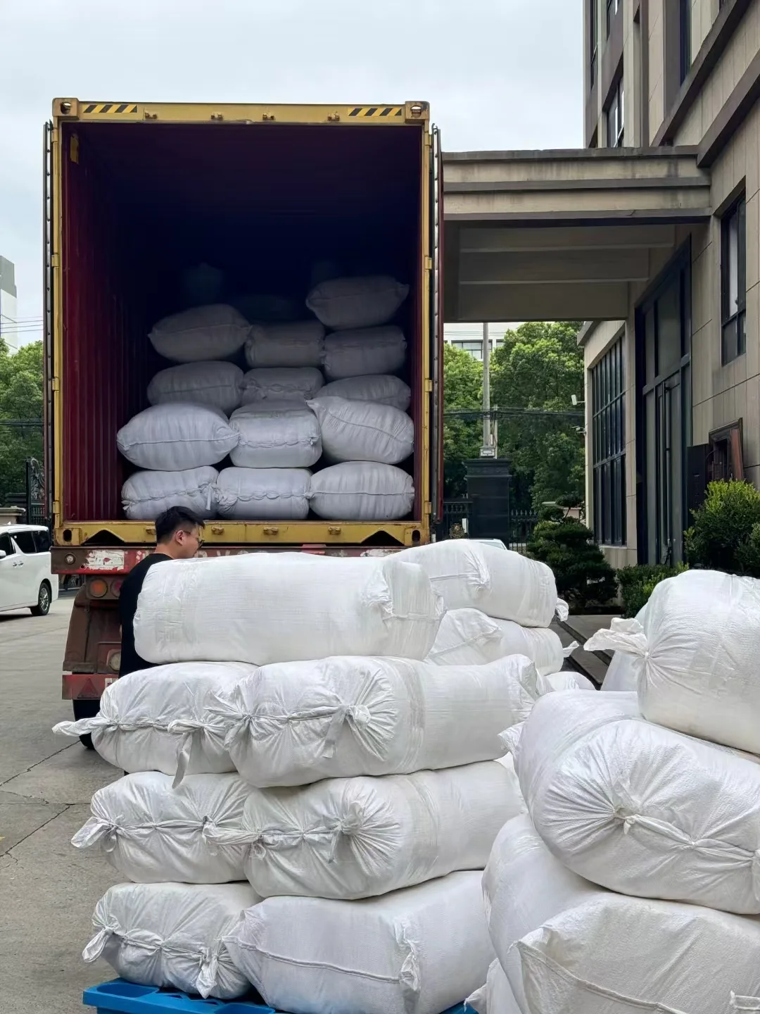 FNH hotel textiles prepared for export packing