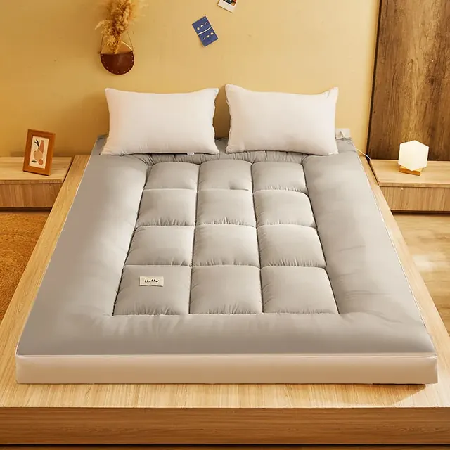 Traditional Gray Twin Size Egg Crate Foam Tri-Folding Mattress Topper by FNH