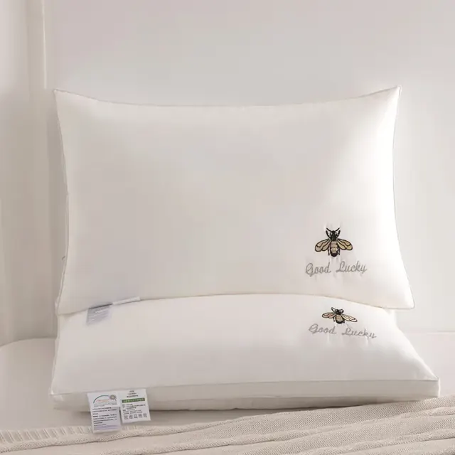 Textile White Color Super King Size Embroidery Pattern Star Hotel Pillow by FNH