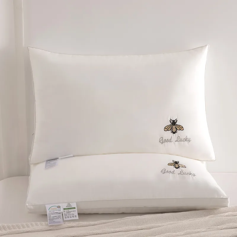 Textile White Color Super King Size Embroidery Pattern Star Hotel Pillow by FNH