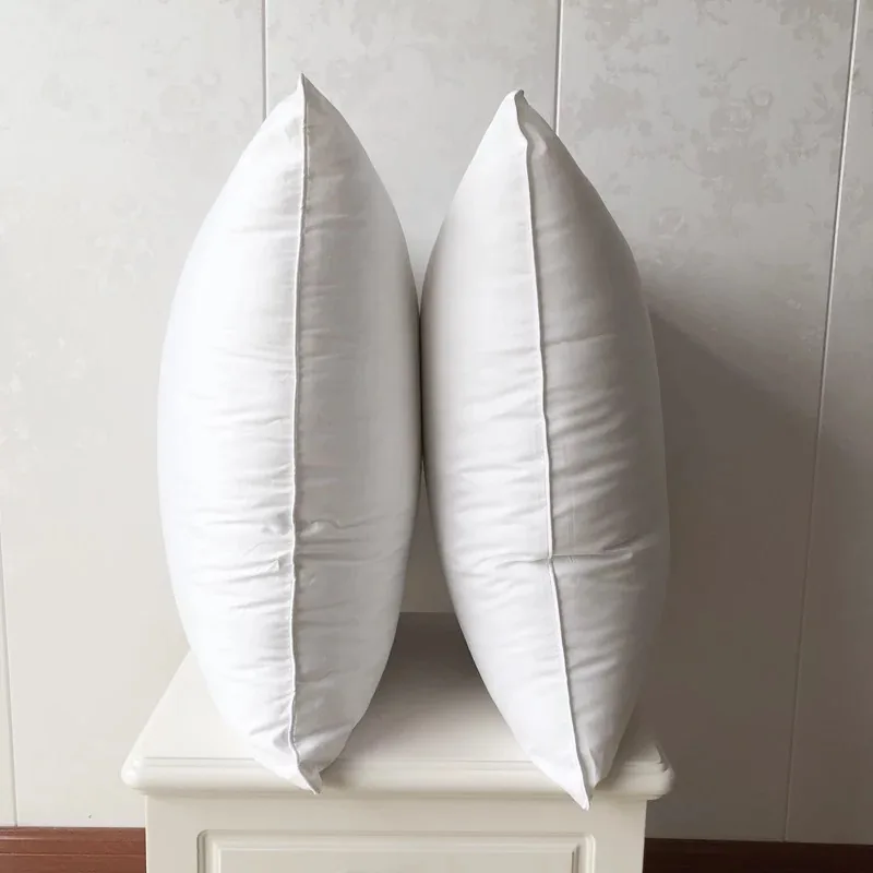 Plain White Cotton Fabric Luxury Square Throw Pillow by FNH