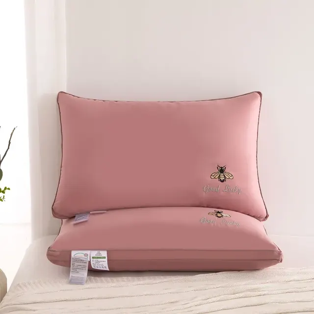Genuine Bee Pattern Star Hotel Solid Color Size Customization Pink Pillows by FNH