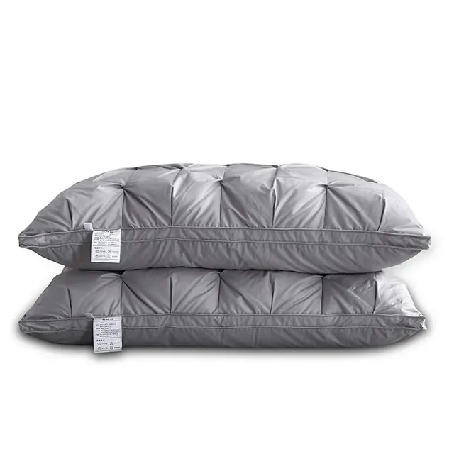100% Cotton Gray Twist Flower Goose Down And Duck Down Pillow by FNH