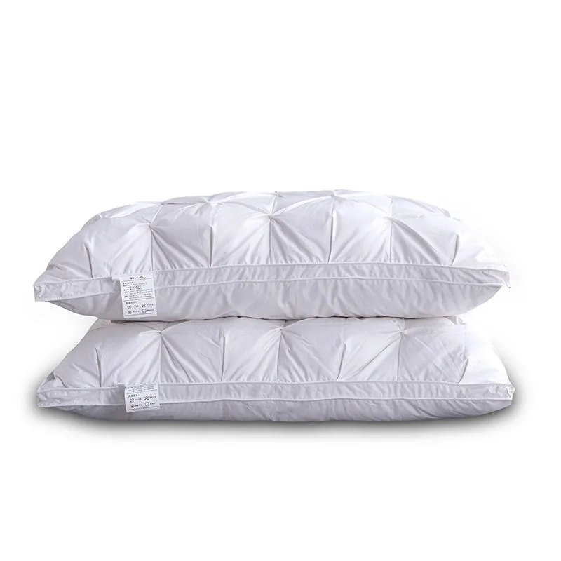 Luxurious 100% Cotton White Twist Flower Goose Down And Duck Down Pillow by FNH