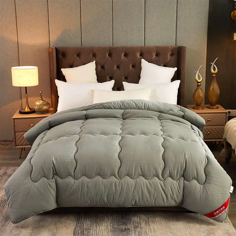 Polyester Standard Size Dark Gray Machine Edging Duvet by FNH