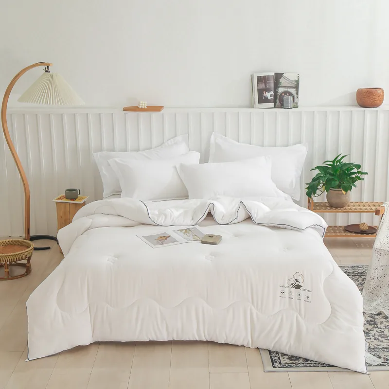 Cotton King Size White Piping Duvet by FNH