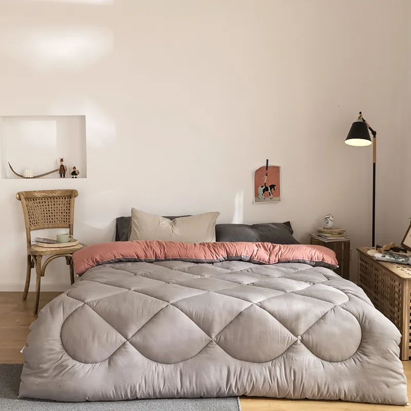 Lace A B Sides Gray Pink Queen Size Patchwork Style Duvet by FNH