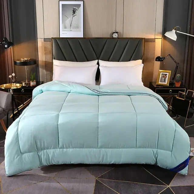 Light Blue Double Size Gusset Piping Duvet by FNH