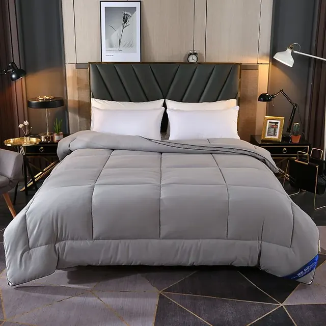 Modern Style Gray Double Size Gusset Piping Duvet by FNH