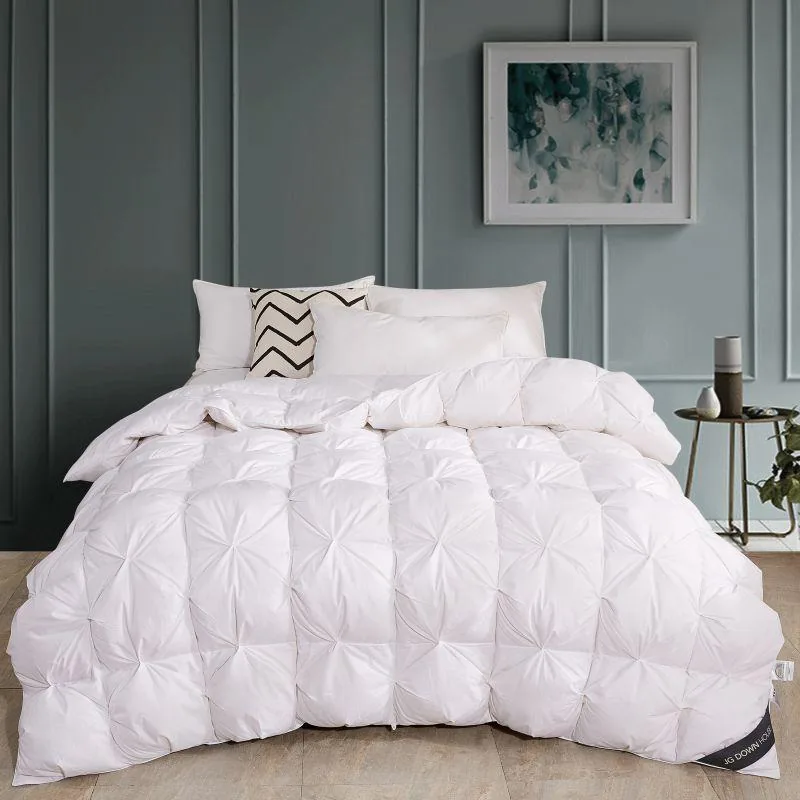 Potential White Standard Size Twisted Flower Style Goose Down And Duck Duvet by FNH