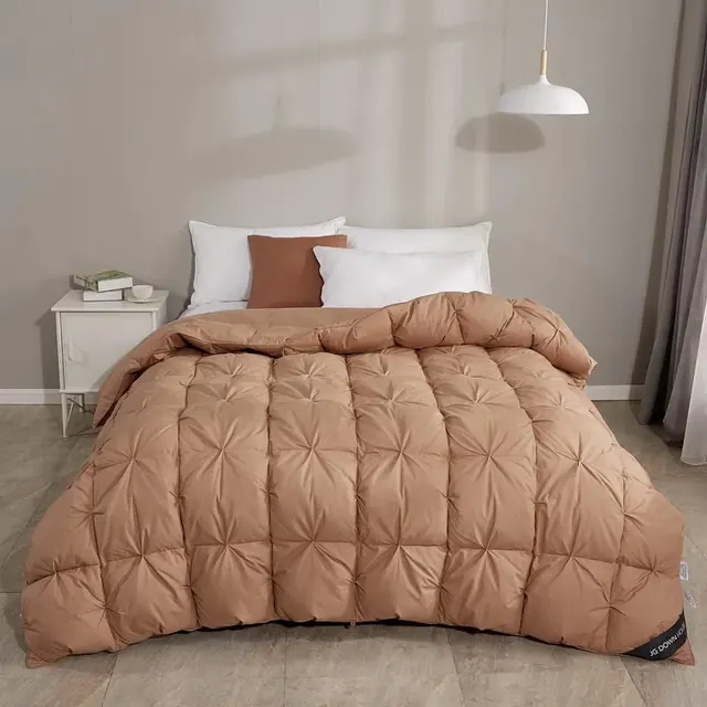 Coordinating Brown Twisted Flower Style Full Size Goose Down And Duck Duvet by FNH