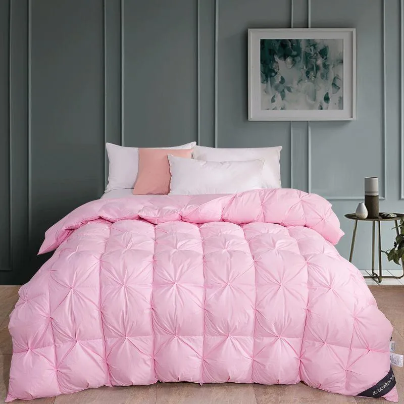 Trend Pink Twisted Flower Style King Size Goose Down And Duck Down Duvet by FNH