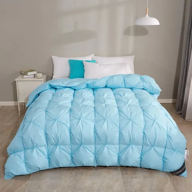 Flexibility Ice Blue Twisted Flower Style Twin Size Goose Down And Duck Duvet by FNH