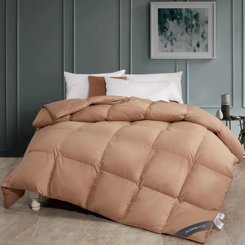 Jacquard Brown King Size Goose Down And Duck Down Filling Duvet by FNH
