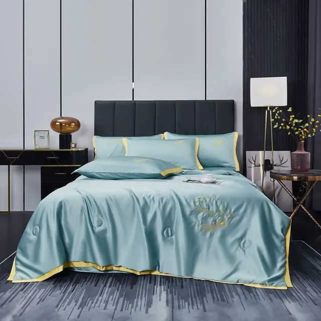 Satin Bedding Flat Bed Sheets — Stripe by FNH