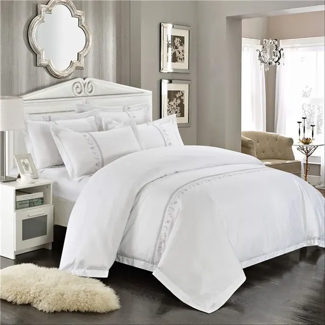 Hotels Fabric Sheets White Bedding Set by FNH