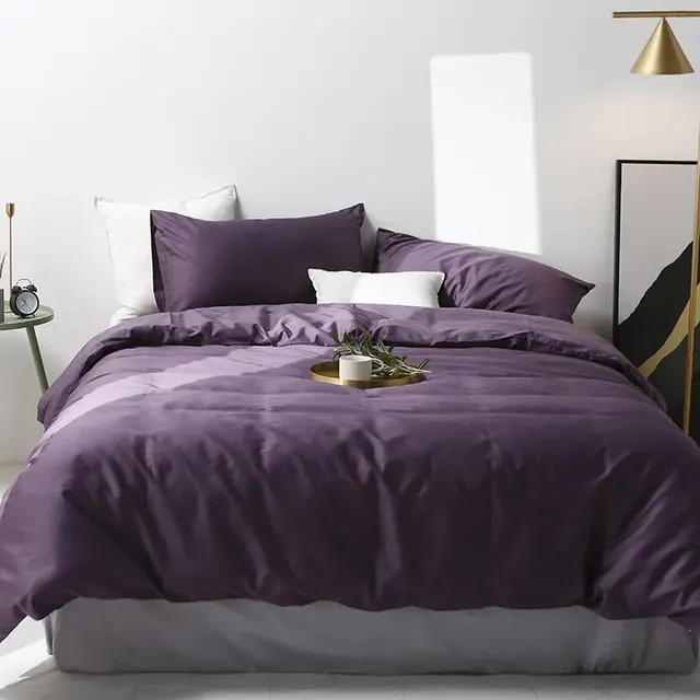 Responsibility Purple Plain Inn Motel Hotel Bedding Set by FNH
