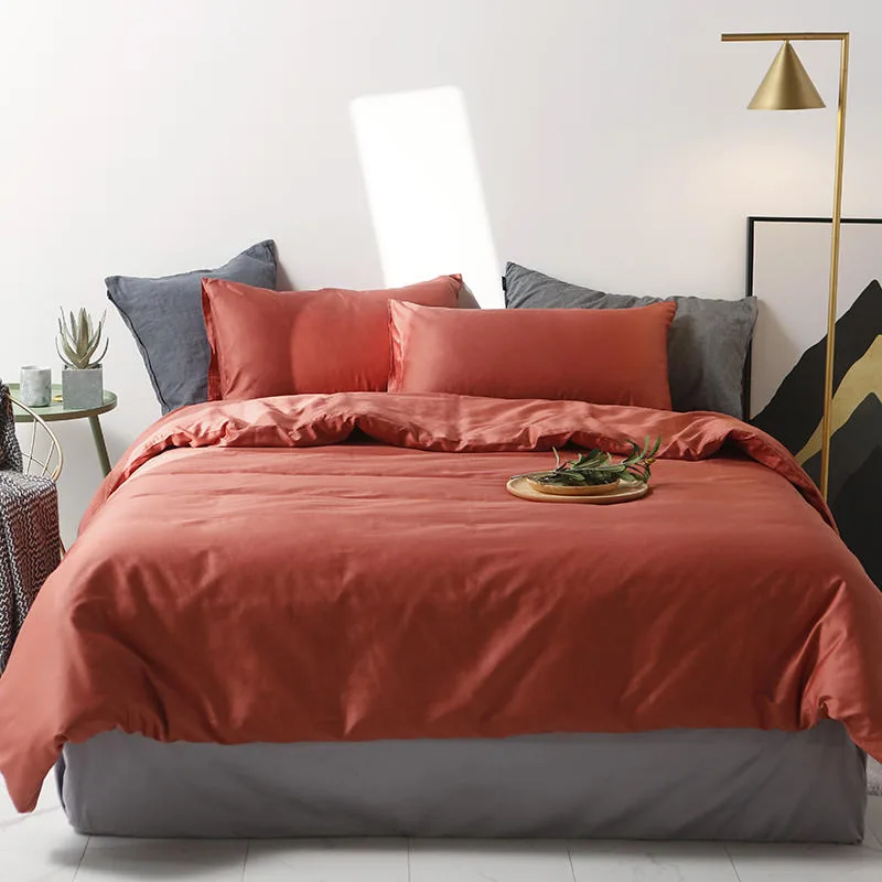 100% Cotton Fabric Red Bedding Set by FNH