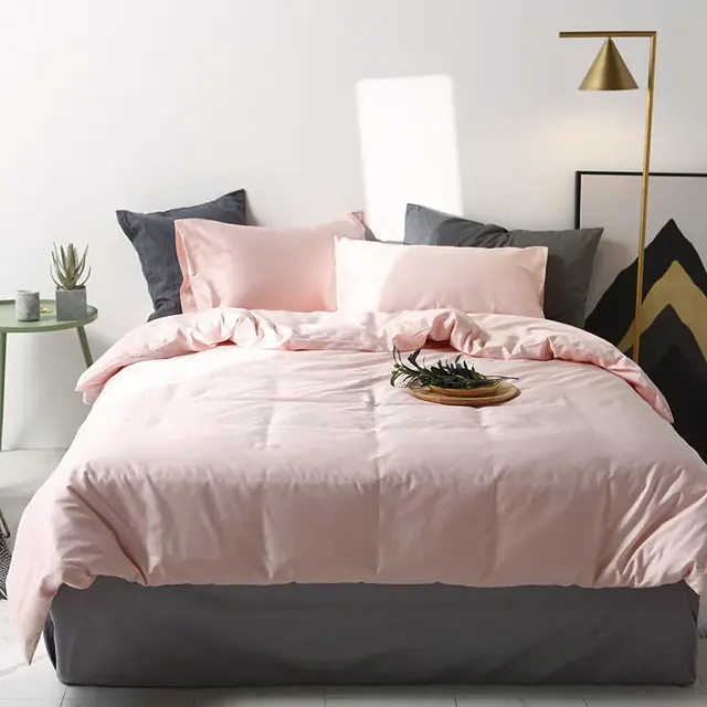 100% Cotton Fabric Pink Bedding Set by FNH