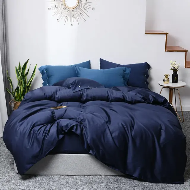 Manufacturer 100% Cotton Fabric Navy Bedding Set by FNH