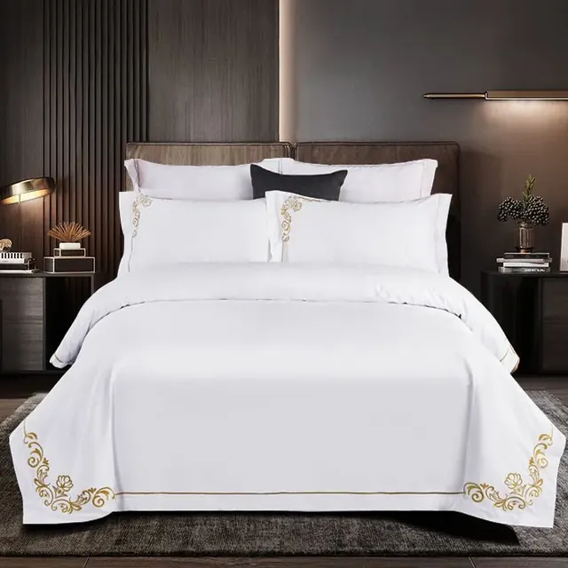 Bed Linen Sheet 1 cm White Duvet Cover — Stripe — 100% Cotton by FNH