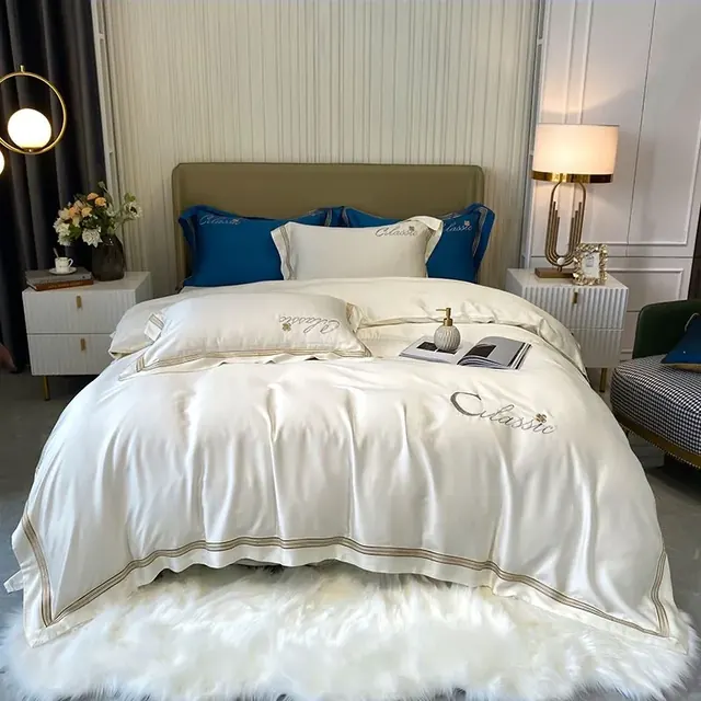Mesh West Elm Embroidered Pillowcase Tencel Bedding Set by FNH