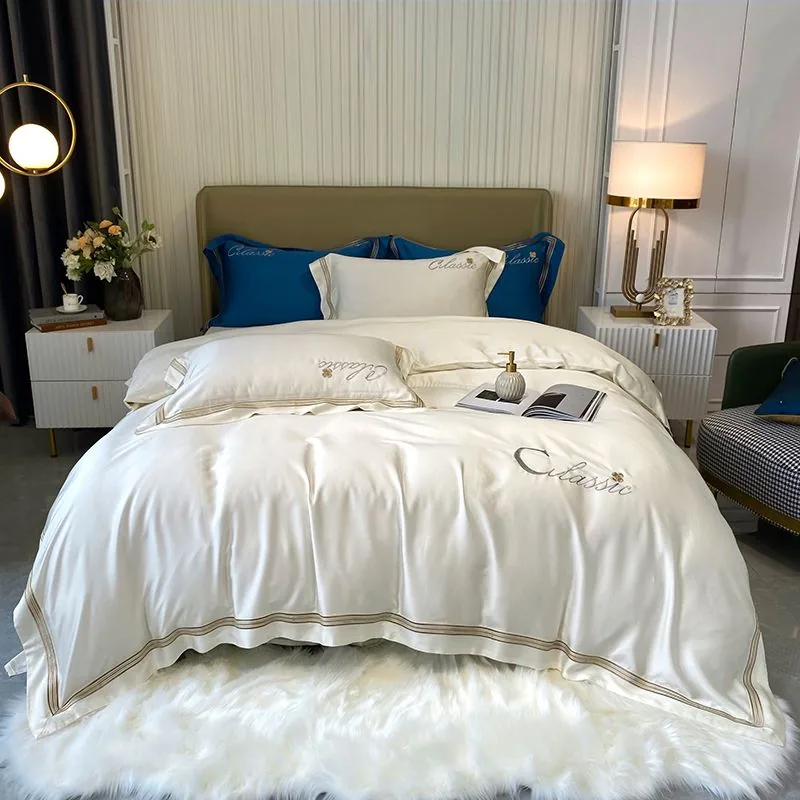 Mesh West Elm Embroidered Pillowcase Tencel Bedding Set by FNH