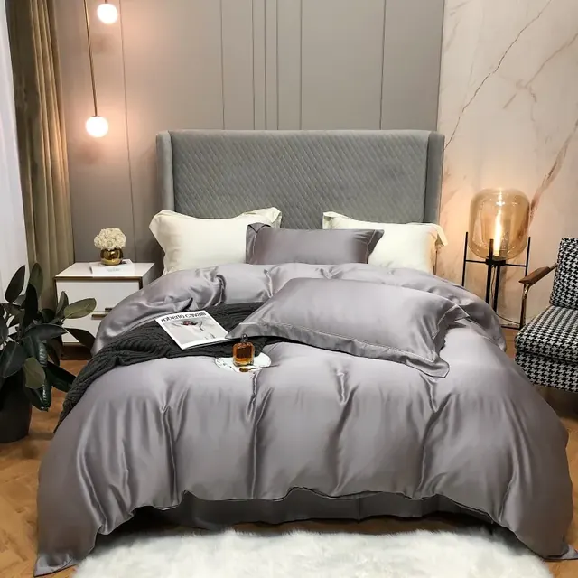 80S 2021 Solid Color Advanced Grey Tencel Bedding Sets Home Bedding Set by FNH