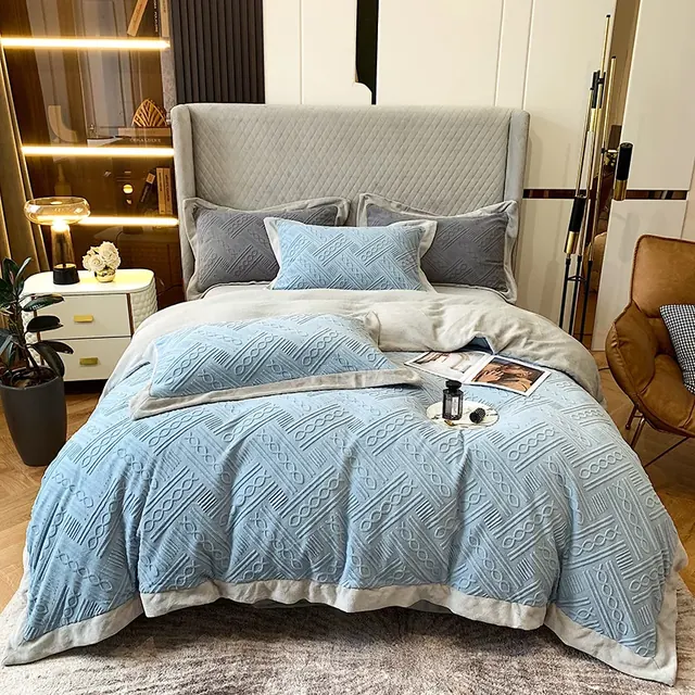 Available Solid Color Reactive Printing Duvet Cover Bedding Set by FNH