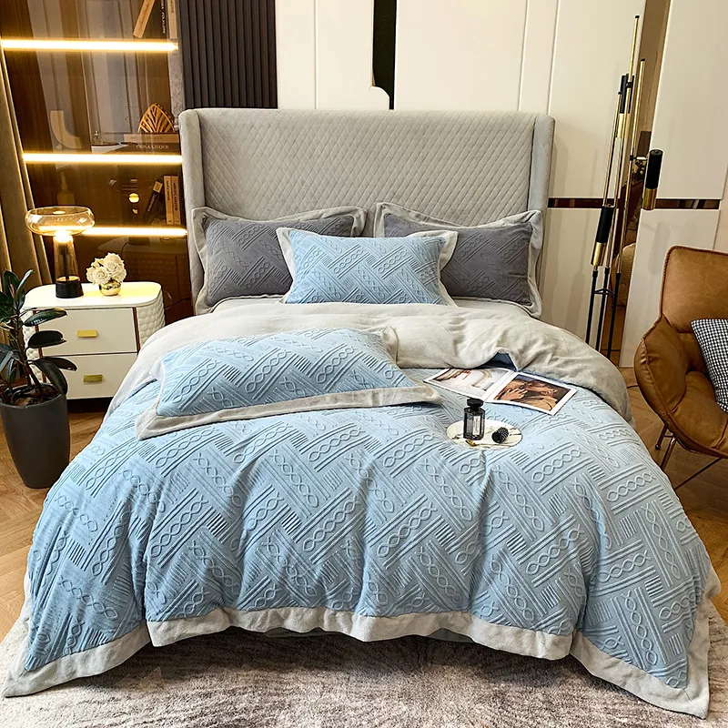Available Solid Color Reactive Printing Duvet Cover Bedding Set by FNH