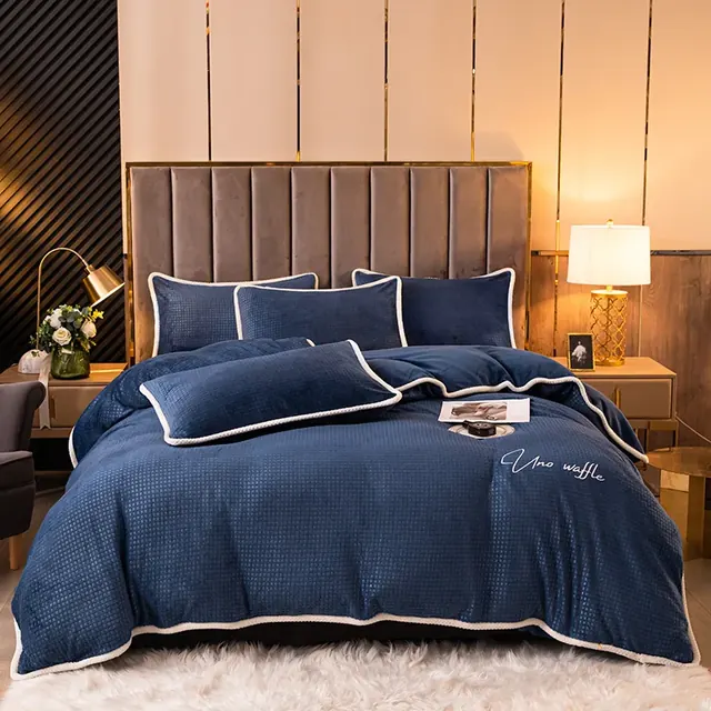 Navy Blue Smooth Feeling Bedding Duvet Cover by FNH