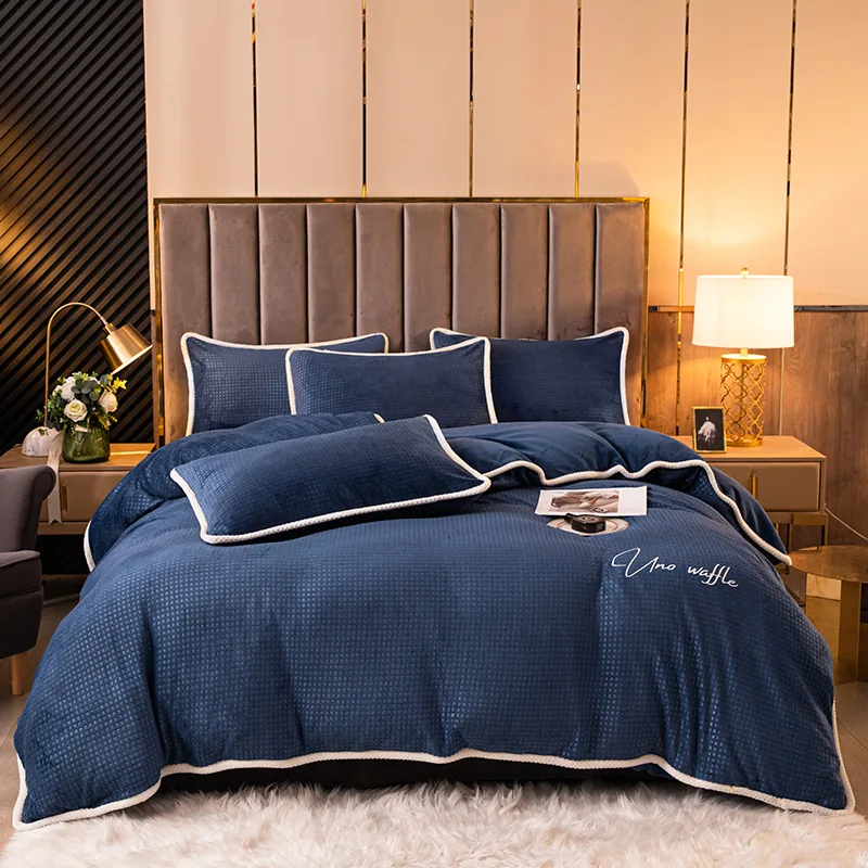 Navy Blue Smooth Feeling Bedding Duvet Cover by FNH