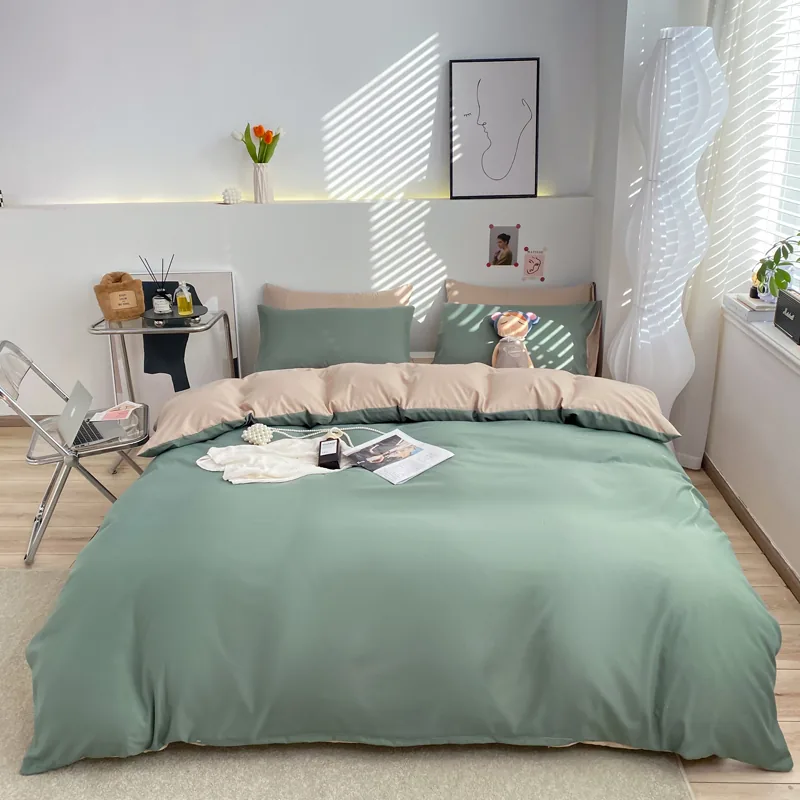 Oem Luxury Custom Solid Color 100%Polyester Bedding Set by FNH