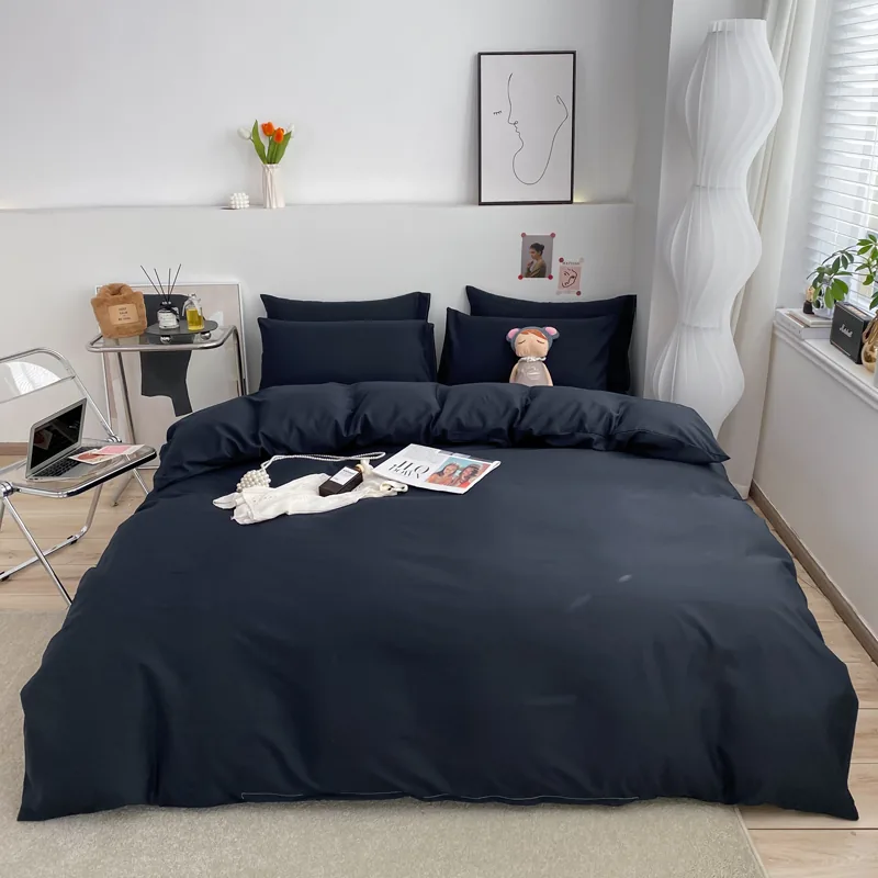 Navy Polyester Bedding Set by FNH