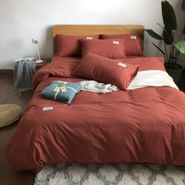 Pure French Linen Bedding 100 Fabric Raw Material 100% Rust Set Pillow Case by FNH
