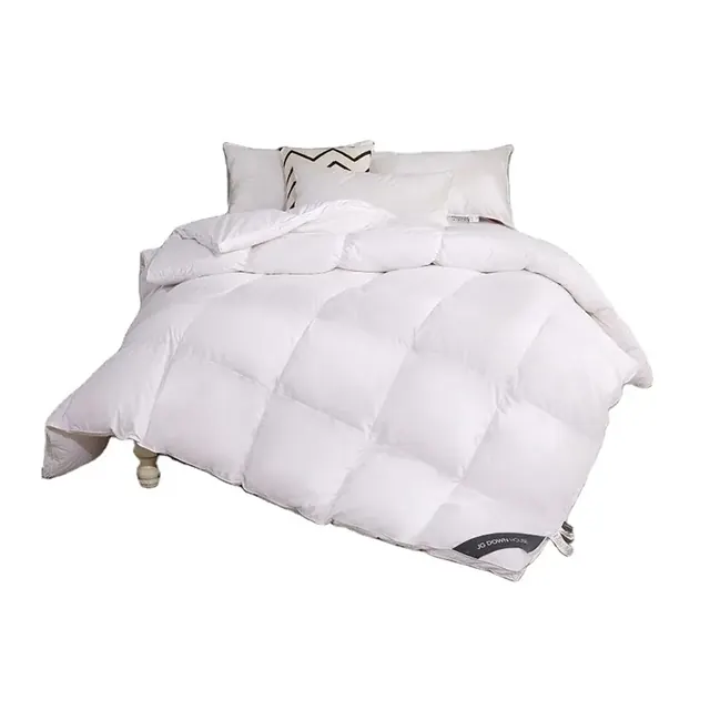 All Season Box Stitched Classic White Goose Down Feather Alone Comforter by FNH