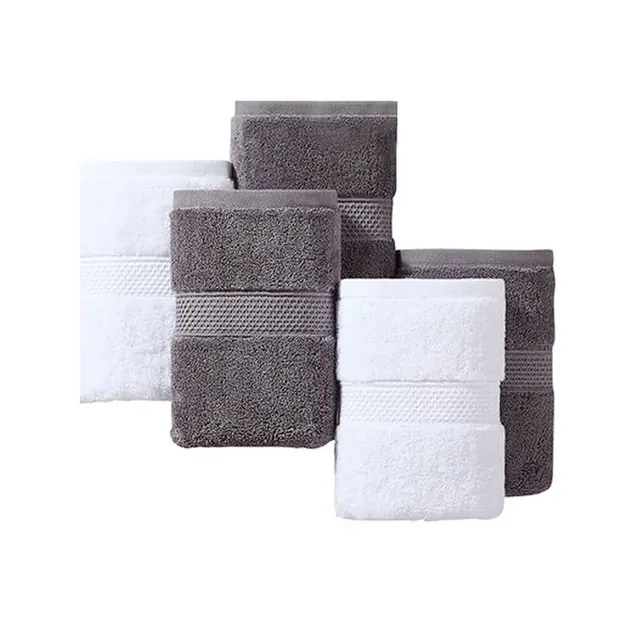 100% Cotton Dobby White Bath Towels — Quick Dry by FNH