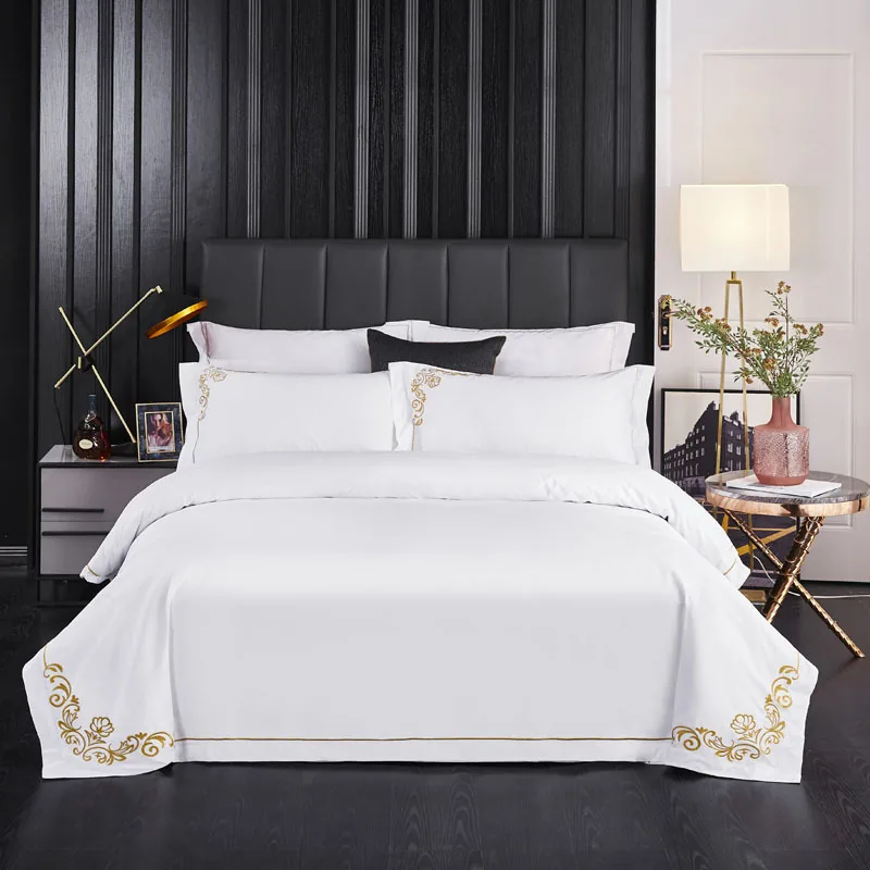 The Embroidery 100% Cotton Fabric Double Size Hotel Bedding Set by FNH
