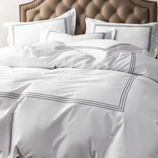 Embroidery Queen Cotton Fabric Inn Bedding Set by FNH