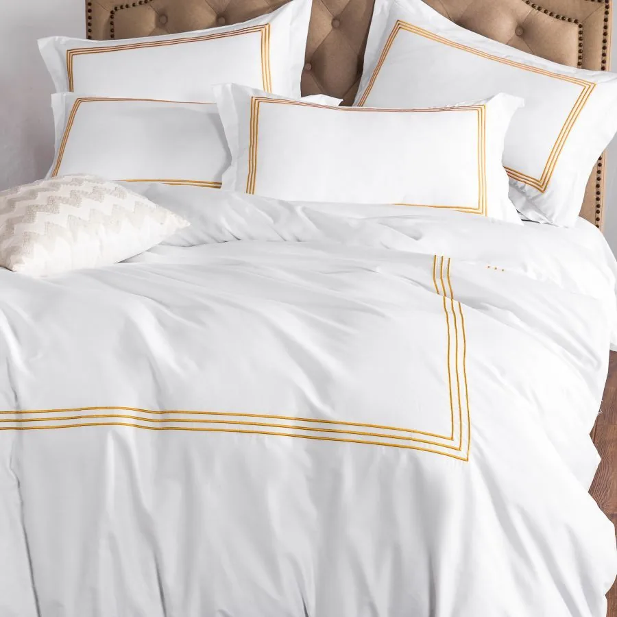 New Arrival White Embroidery Twin Cotton Fabric Hotel Bedding Set by FNH