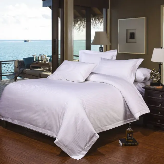 1 cm Stripe Motel Hotel Bed Linen Hotel Bedding Set by FNH