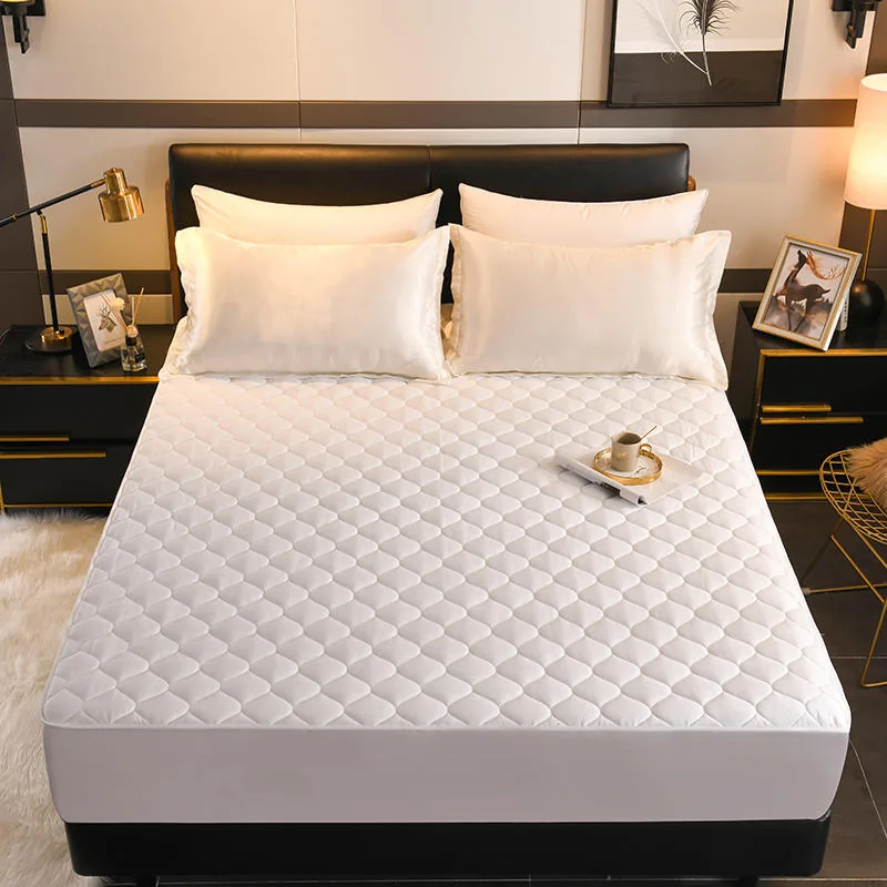 White Super King Size Stitch Fitted Mattress Protector by FNH